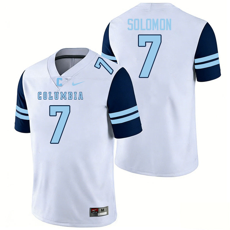 Columbia Lions #7 Caleb Solomon College Football Jerseys,Uniforms Stitched-White
